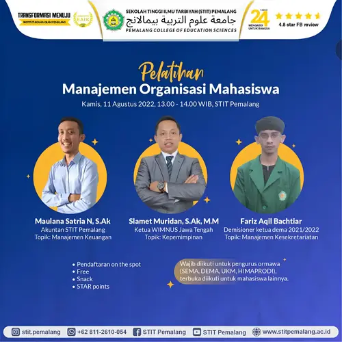 Maulana Satria Nugraha saat menjadi Narasumber Manajemen Keuangan pada Pelatihan Manajemen Organisasi Mahasiswa